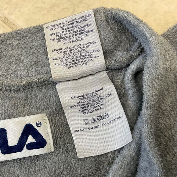 FILA Spell Out Fleece Sweatshirt Embroidered Logo Grey Men’s Size XXL - Picture 12 of 14